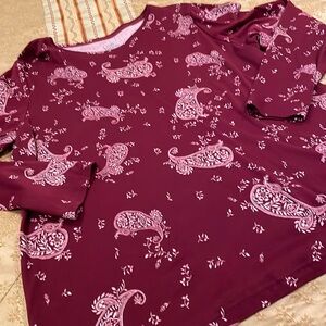 Croft and Barrow top, classic tee, 100% cotton, easy wear, paisley print, 1X